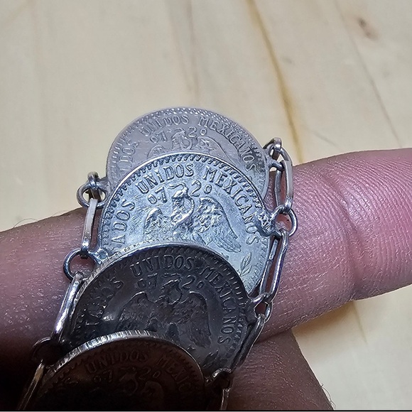 Mexico 20 Centavos .720 Silver Coin Bracelet 20 Coins Measures 8 In Weighs 71g - Picture 6 of 9